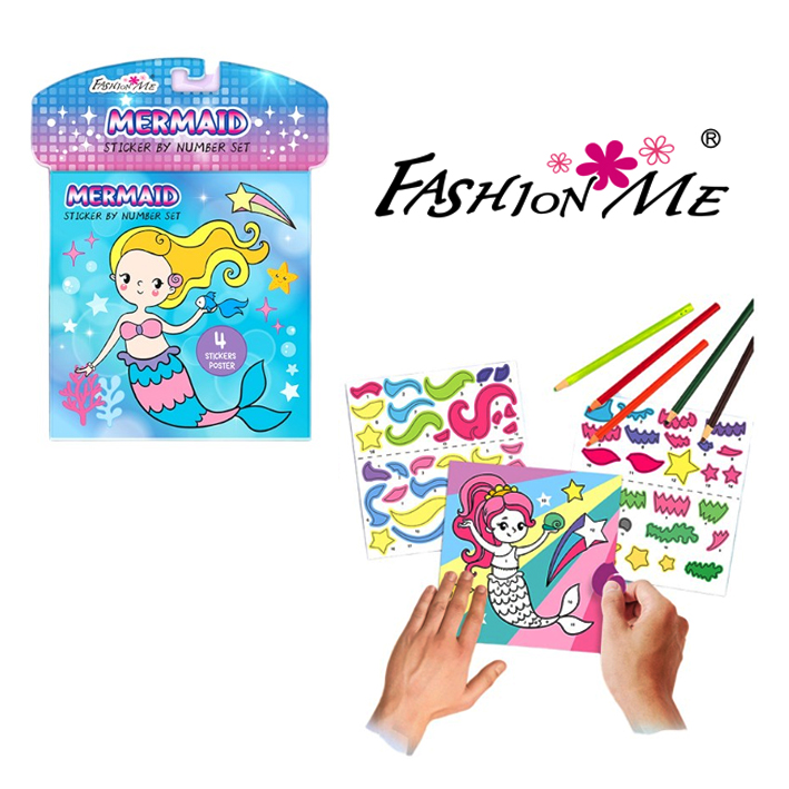 LIBRETA SIRENA CON NUMEROS Y STICKERS